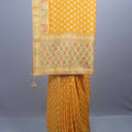 Mustard Yellow Banarasi Silk Saree with Gold Zari Butti Work,