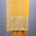 Mustard Yellow Banarasi Silk Saree with Gold Zari Butti Work,