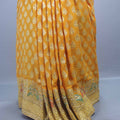 Mustard Yellow Banarasi Silk Saree with Gold Zari Butti Work,