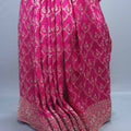 Rani Pink Banarasi Silk Saree with Heavy Gold Zari Woven Border