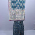 Teal Blue Banarasi Style Woven Saree with Zari Heavy Traditional Border
