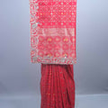 Red Banarasi Silk Saree with Heavy Zari Embroidered Border 
