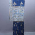 Royal Blue Georgette Saree with Heavy Silver Zari Embroidered Border 