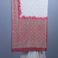White Red Banarasi Silk Saree with Rich Zari Heavy Traditional Border