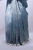 Designer Sky Blue Silk Saree with Intricate Silver Floral Motifs