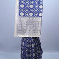 Blue Banarasi Style Silk Saree with Silver Motifs Rich Border