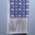 Blue Banarasi Style Silk Saree with Silver Motifs Rich Border