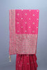 Rani Pink Embroidered Bandhani Silk Saree Heavy Zari Stone Work Border