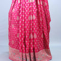 Rani Pink Embroidered Bandhani Silk Saree Heavy Zari Stone Work Border