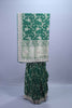 Dark Green Banarasi Style Silk Saree Silver Floral Motifs and Rich Border 