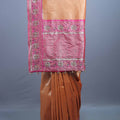 Orange Traditional Silk Saree with Pink Embroidered Border