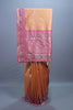 Orange Traditional Silk Saree with Pink Embroidered Border