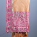 Orange Traditional Silk Saree with Pink Embroidered Border
