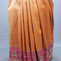 Orange Traditional Silk Saree with Pink Embroidered Border