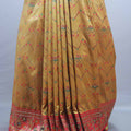 Yellow Traditional Silk Saree with Heavy Red Woven Border