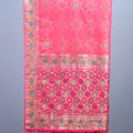 Rani Pink Banarasi Silk Saree Motifs Heavy Border Tassel Pallu
