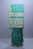 Teal Green Floral Embroidered Silk Saree with Designer Border 