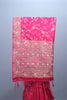 Rani Pink Embroidered Silk Saree with Floral Motifs Heavy Zari Border