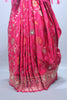 Rani Pink Embroidered Silk Saree with Floral Motifs Heavy Zari Border