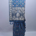 Royal Blue Embroidered Silk Saree Floral Motifs Heavy Zari Border