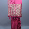 Wine Pink Embroidered Silk Saree with Heavy Zari Border Booti Work