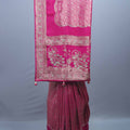 Magenta Pink Bridal Embroidered Silk Saree Heavy Zari Motifs Designer Pallu 