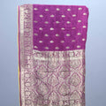 Purple Banarasi Silk Saree with Heavy Gold Zari Border Buti Work