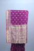 Purple Banarasi Silk Saree with Heavy Gold Zari Border Buti Work