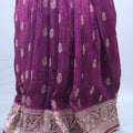 Purple Banarasi Silk Saree with Heavy Gold Zari Border Buti Work