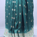 Teal Green Designer Silk Saree with Stone Work Rich Embroidered Pallu