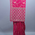 Hot Pink Georgette Saree with Heavy Embroidery Sequin Work 