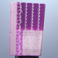 Purple Banarasi Silk Saree with Dancing Doll Motifs Heavy Zari Border