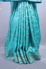 Aqua Blue Designer Saree with Heavy Embroidery Stone Work Border