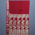 Red Wedding Saree with Elephant Embroidery Rich Zari Border