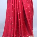 Red Wedding Saree with Elephant Embroidery Rich Zari Border