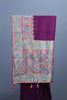 Wine Purple Designer Saree with Multicolor Kashmiri Embroidered Border