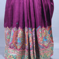 Wine Purple Designer Saree with Multicolor Kashmiri Embroidered Border