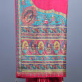 Designer Red Saree with Rajasthani Folk Print Border and Pallu