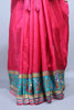 Designer Red Saree with Rajasthani Folk Print Border and Pallu