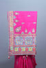 Rani Pink Printed Silk Saree with Traditional Paisley Floral Border