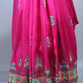 Rani Pink Printed Silk Saree with Traditional Paisley Floral Border