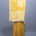 Mustard Yellow Silk Saree Embroidered Border Motifs Traditional Saree