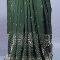 Green Embroidered Silk Saree with Zari Motifs Traditional Saree