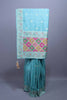 Sky Blue Silk Saree Multicolor Printed Floral Border Traditional Saree 