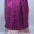 Wine Purple Silk Saree with Heavy Zari Woven Pallu Tassel Border
