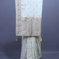 Ivory White Silk Saree with Traditional Animal Motif Border Zari Work