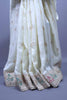 Ivory White Silk Saree with Traditional Animal Motif Border Zari Work