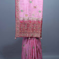 Pink Silk Saree with Heavy Zari Embroidered Pallu Floral Motifs