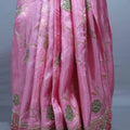 Pink Silk Saree with Heavy Zari Embroidered Pallu Floral Motifs