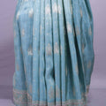 Sky Blue Embroidered Chiffon Saree with Designer Pallu Elegant Border